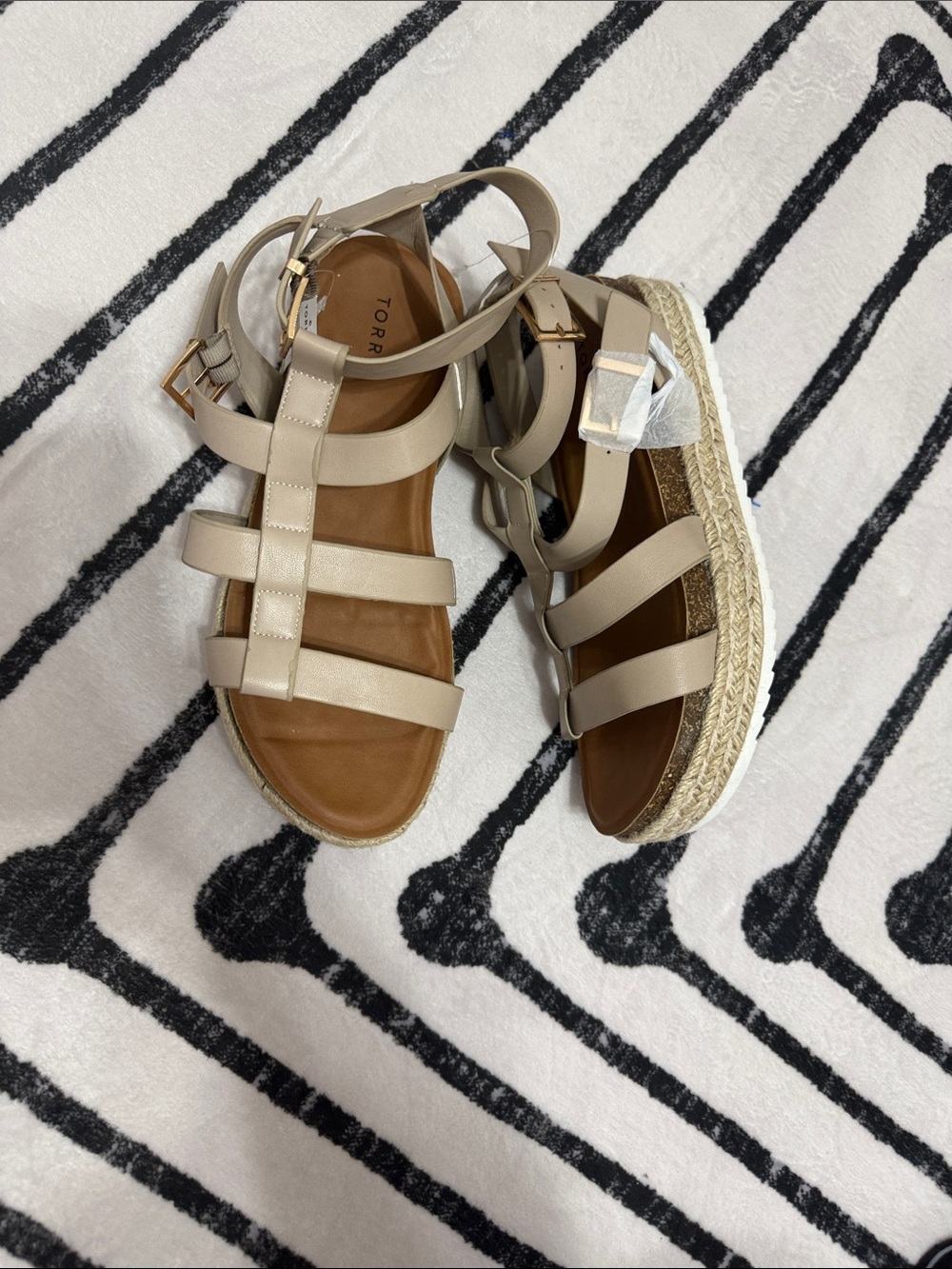torrid Neutral Beige Platform Espadrille Sandals with Ankle Strap Size 11WW